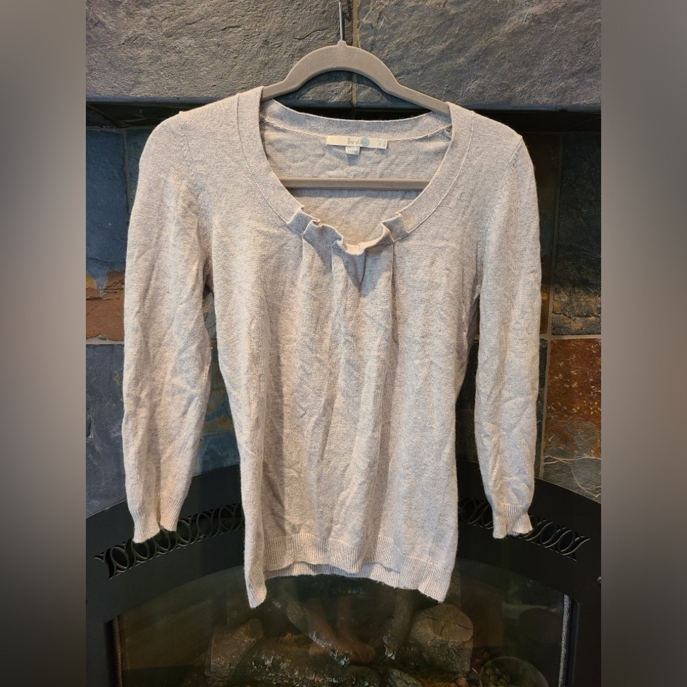 BODEN light grey scoop neck angora and cashmere blend long sleeve Sweater size 4